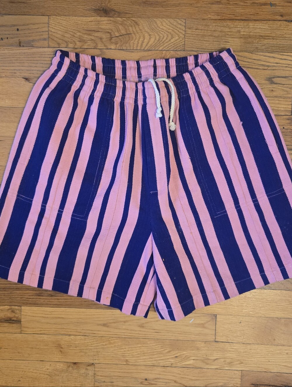 Bode Men's M/L Pink and Navy Striped Canvas Bottoms Shorts